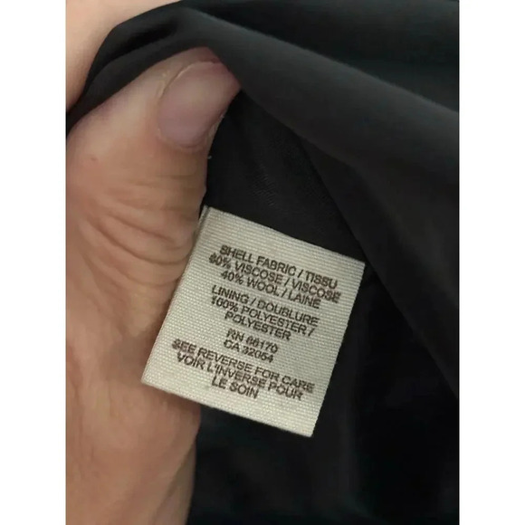 Free People Black Wool Blend Button Front Asymmetrical Coat Size 10 - Picture 4 of 11